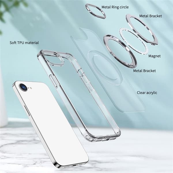 Mobilskal till iPhone 16e MagSafe TPU + Acrylic Kickstand - Transparent Transparent