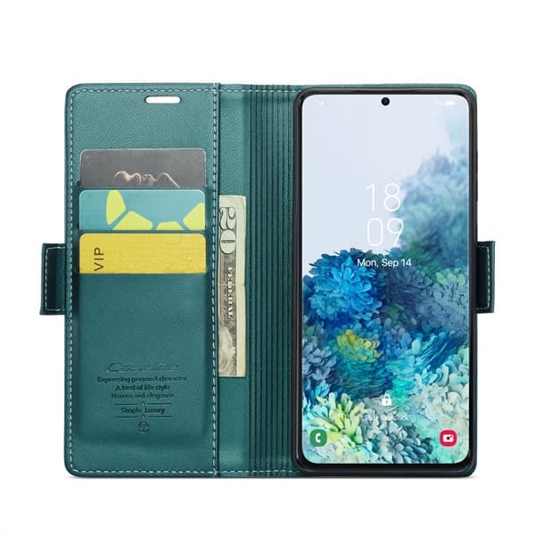 CASEME Plånboksfodral Konstläder för Samsung Galaxy S20 Plus - Grön