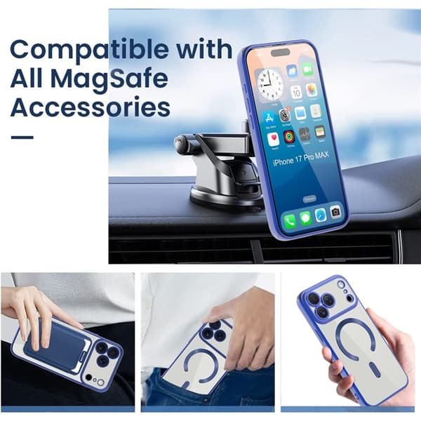 Mobilskal till iPhone 17 Pro MagSafe Korthållare TPU + PC - Blå Blå