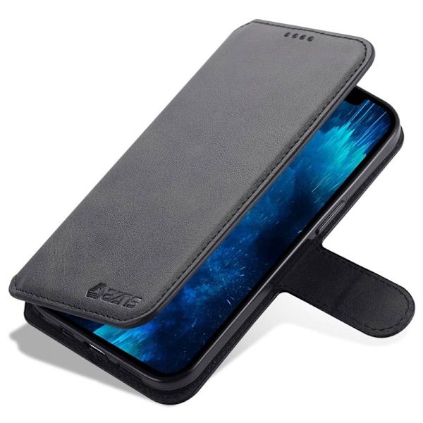 AZNS iPhone 14 Pro Plånboksfodral Konstläder - Full Skydd - Svart