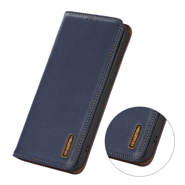 KHAZNEH Xiaomi 15T Plånboksfodral Äkta läder - Blå
