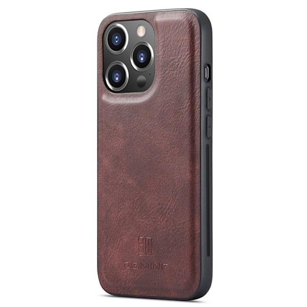 DG.MING iPhone 15 Pro Plånboksfodral Äkta Läder 2in1 - Röd