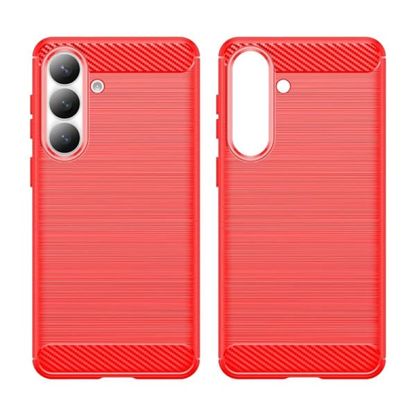 Samsung Galaxy S26 Plus Skal Skyddande Mobilfodral Kolfiber Textur - Röd