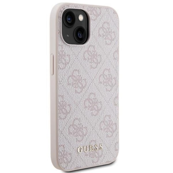 Guess iPhone 15 Plus Mobilskal 4G Metal Gold Logo - Rosa