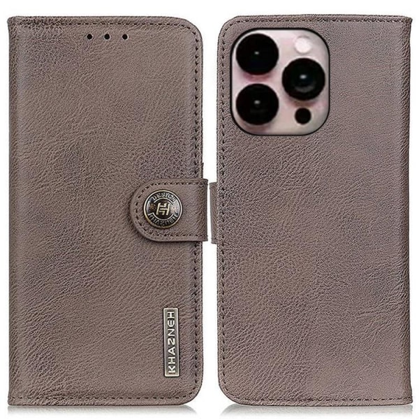 KHAZNEH iPhone 14 Pro Max Wallet Case Retro - harmaa