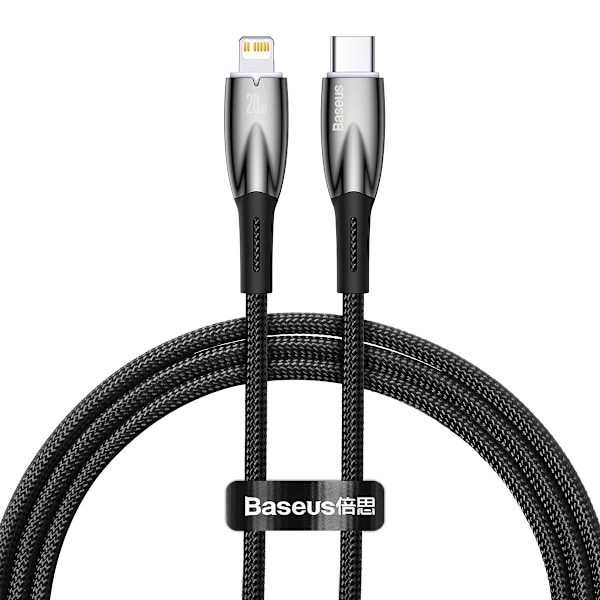 Baseus USB-C till Lightning kabel 1m Glimmer 20W - Svart Svart