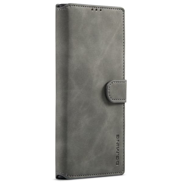 DG.MING Retro KonstLäder Wallet Mobilskal för Samsung Galaxy S22 Ultra - Grå