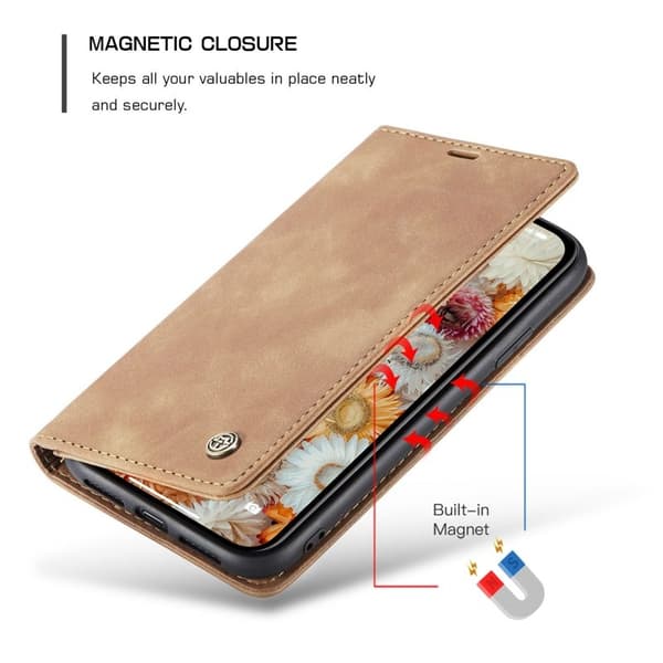 CASEME 013 Flip Konstläderplånboksfodral till iPhone 11 - Brun
