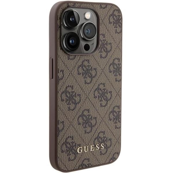 Guess iPhone 15 Pro -puhelinkuori 4G Metal Gold Logo - Ruskea