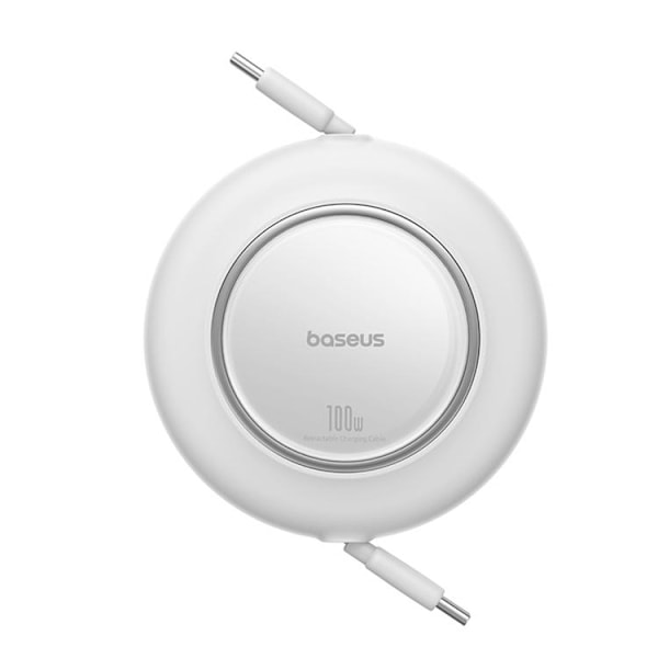 Baseus Infällbar USB-C till USB-C 100W Kabel 2m Free2Pull Mini Vit