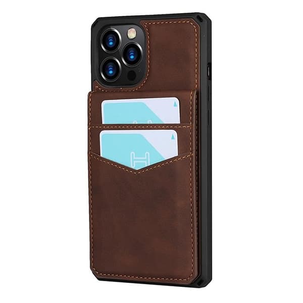 Skal med Kortplatser till iPhone 12 Pro Max - Brun Brown