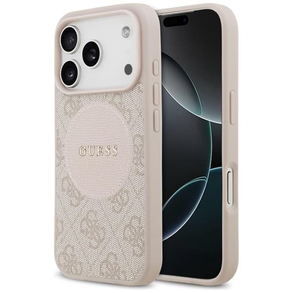 Guess Mobilskal till iPhone 17 Pro MagSafe 4G Circle Classic Logo - Rosa Rosa