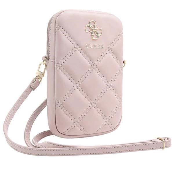 Guess Mobilväska Zip Quilted 4G - Rosa Rosa