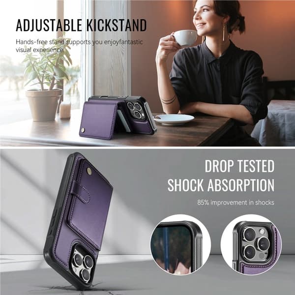JEEHOOD J09 Mobilskal till iPhone 16 Pro Max Läder MagSafe - Lila