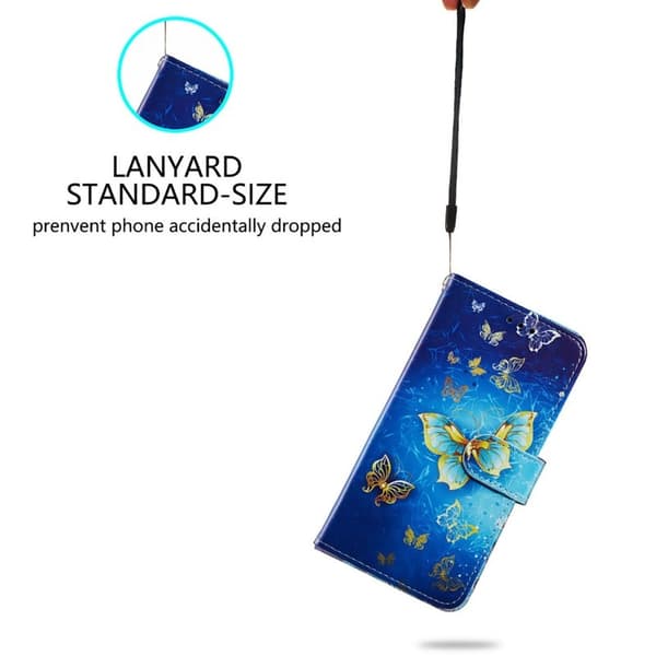 Samsung Galaxy A55 5G Plånboksfodral Konstläder Mönstertryck - Gyllene Fjäril