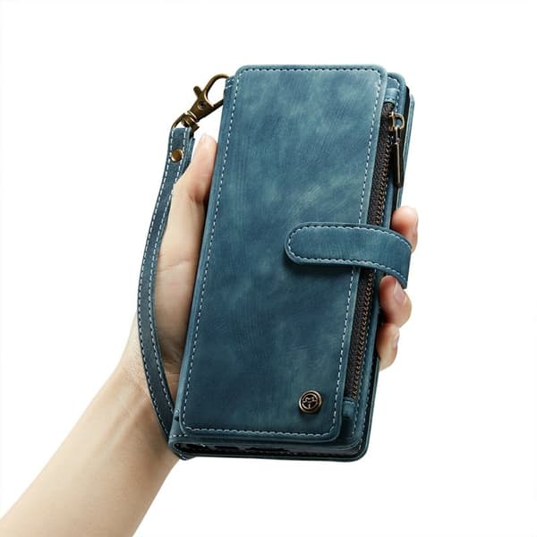 CASEME Konstläder Plånboksfodral för Samsung Galaxy S24 Ultra - Blå