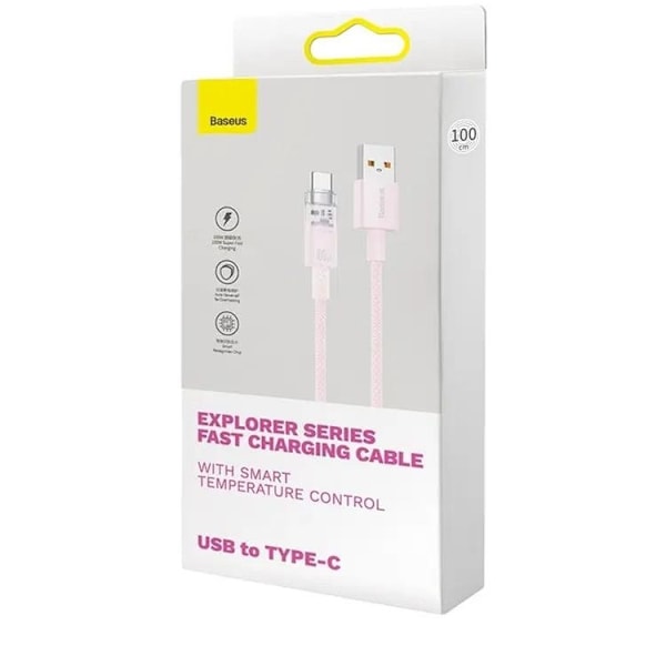 Baseus USB-C till USB-A kabel 2m 100W - Rosa