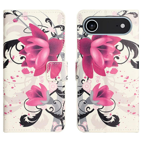 iPhone Air Konstläder Plånboksfodral Pattern Print - Lotus Rosa