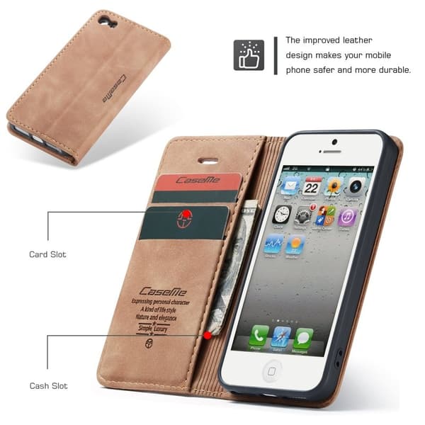CASEME 013 Mobilskal för iPhone 5s/SE (1:a gen) Konstläder - Brun