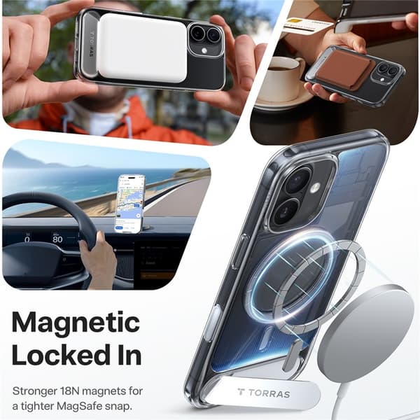 TORRAS Mobilskal till iPhone 17 MagSafe Kickstand - Transparent Transparent