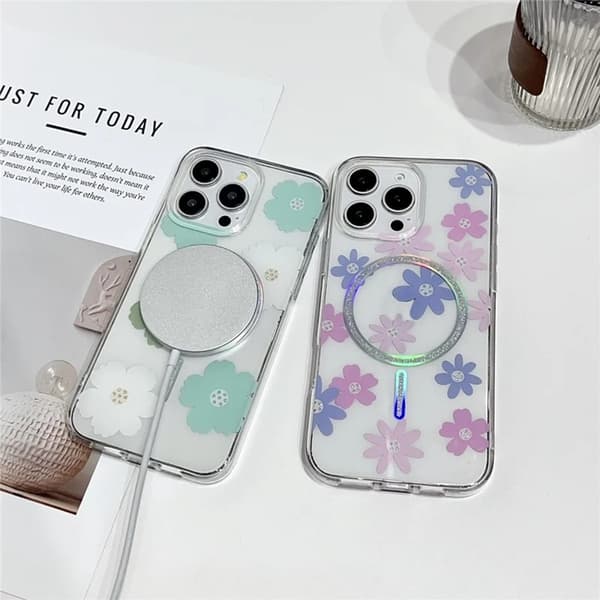 Mobilskal till iPhone 16 Pro Max MagSafe Laser Floral Grön