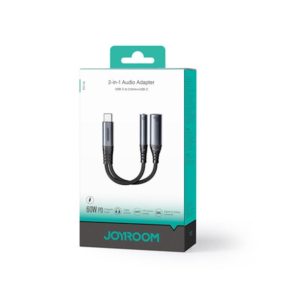 Joyroom 2in1 DAC Adapter USB-C/USB-C/3,5 mm Mini Jack Sort Black