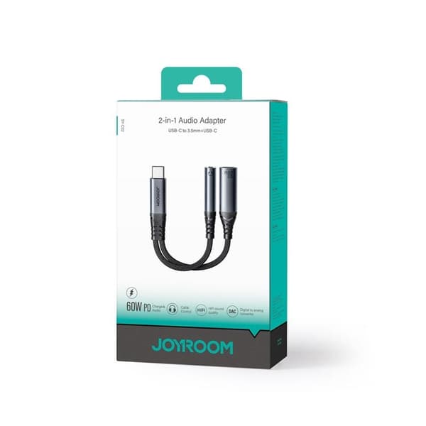 Joyroom 2in1 DAC Adapter USB-C/USB-C/3.5 mm Mini Jack Svart Svart