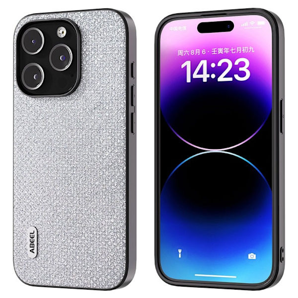 ABEEL Mobilskal till iPhone 14 Pro Max Shockproof PU Läder Silver