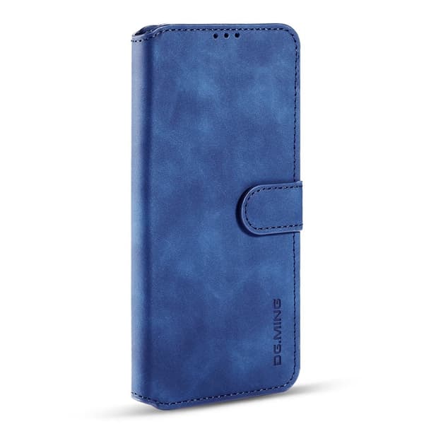 DG.MING Retro Konstläder Plånboksfodral för Samsung Galaxy S21 Ultra Blå