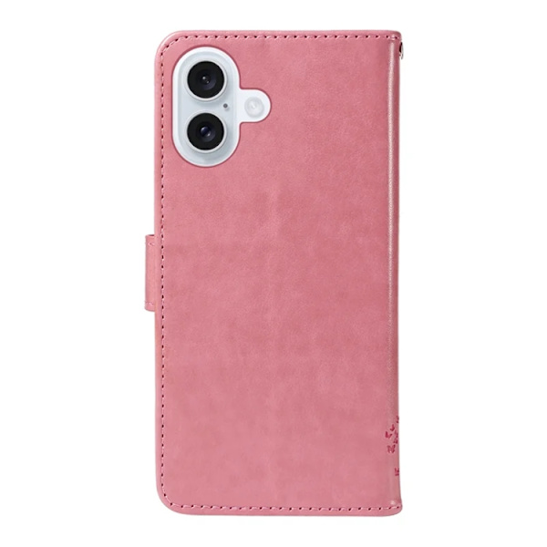 iPhone 17 Konstläder Plånboksfodral Tree Pattern - Rosa Rosa
