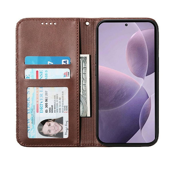 Xiaomi 17 Plånboksfodral Konstläder med Handrem - Brun