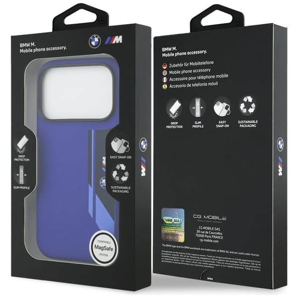 BMW Mobilskal till iPhone 17 Pro MagSafe Silikon Vertical Logo - Marinblå Blå