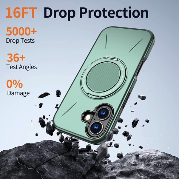 Mobilskal till iPhone 16 Plus MagSafe Rotating Kickstand TPU + PC Grön