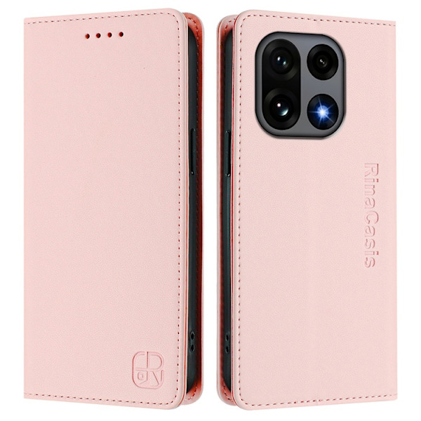 OnePlus 15 Plånboksfodral Rinacasis RFID-Skydd Konstläder Rosa