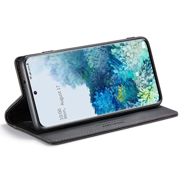 AUTSPACE A01 Plånboksfodral för Samsung Galaxy S20 Plus Konstläder - Svart