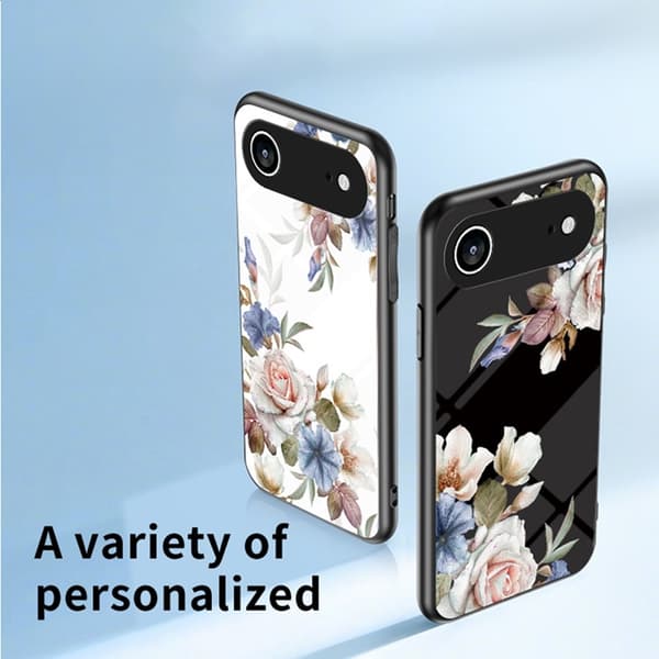 Mobilskal till iPhone Air Floral Pattern TPU + Härdat Glas - Rosa Rosa