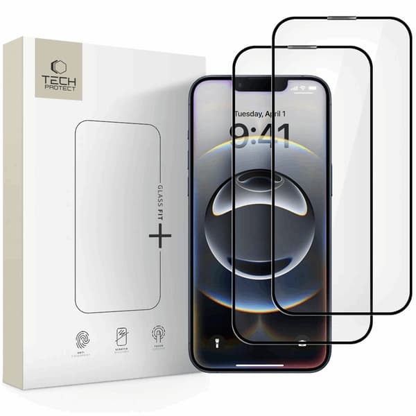 Tech-Protect [2-Pack] iPhone 16e/14/13 Pro/13 Härdat Glas Skärmskydd Fit Black