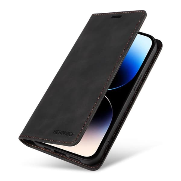 BETOPNICE 003 iPhone 14 Pro Max Plånboksfodral Konstläder - Svart
