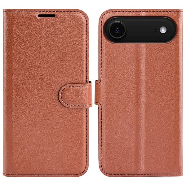 AMORUS iPhone Air Konstläder Plånboksfodral Flipstativ Litchi - Brun Brun
