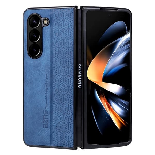 AZNS Samsung Galaxy Z Fold5 Plånboksfodral Konstläder - Blå