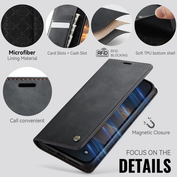 CASEME 033 Mobilskal till iPhone 11 Pro Max RFID Blocker Läder Svart