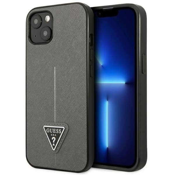 Guess iPhone 13 Mini Skal Saffiano Triangle Logo - Silver Silver