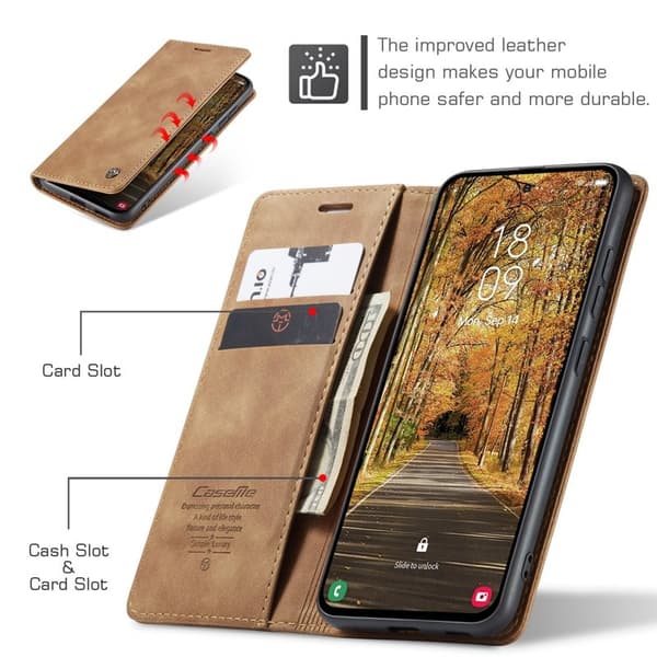 CASEME 013 Plånboksfodral för Samsung Galaxy S25 Edge - Brun