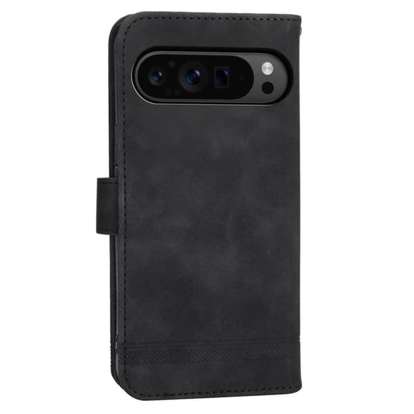 DIERFENG DF-03 Flip Plånboksfodral Google Pixel 9 Pro XL - Äkta läder - Svart