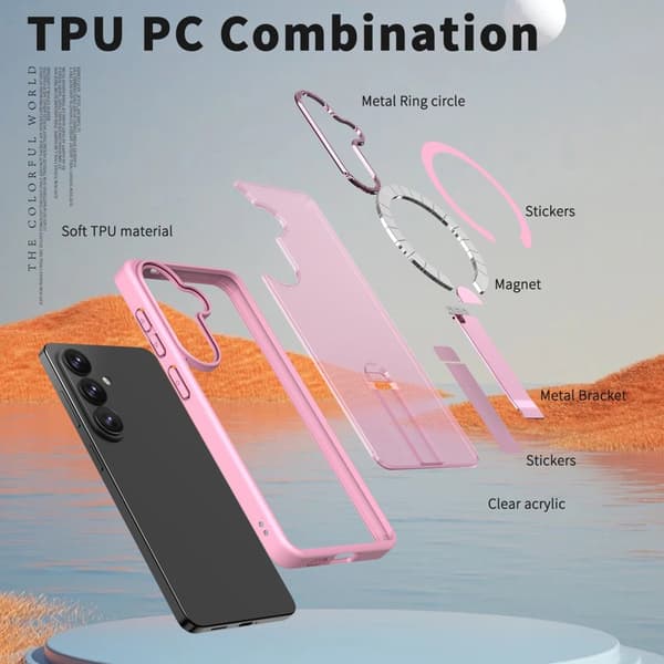 Mobilskal för Samsung Galaxy S26 Magnetiskt Kickstand TPU - Rosa