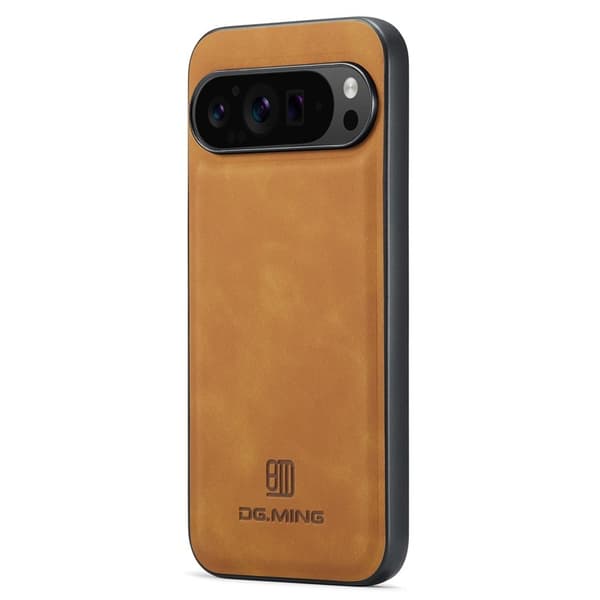 DG.MING Mobilskal till Google Pixel 9 Pro XL PU Läder Hybrid Brun