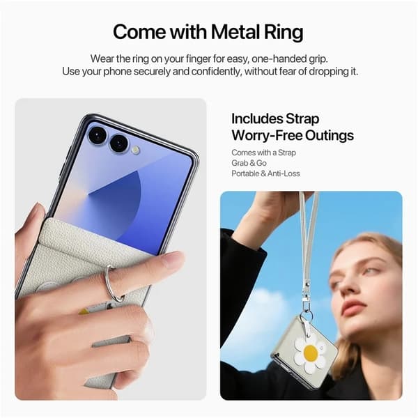 DUX DUCIS Mobilskal till Galaxy Z Flip 7 Ringhållare Luvy - Daisy Vit