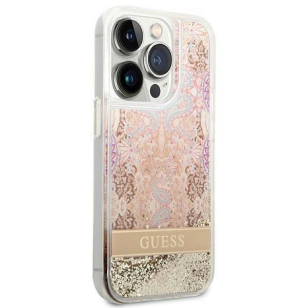 GUESS iPhone 14 Pro Max Skal Paisley Liquid Glitter - Guld