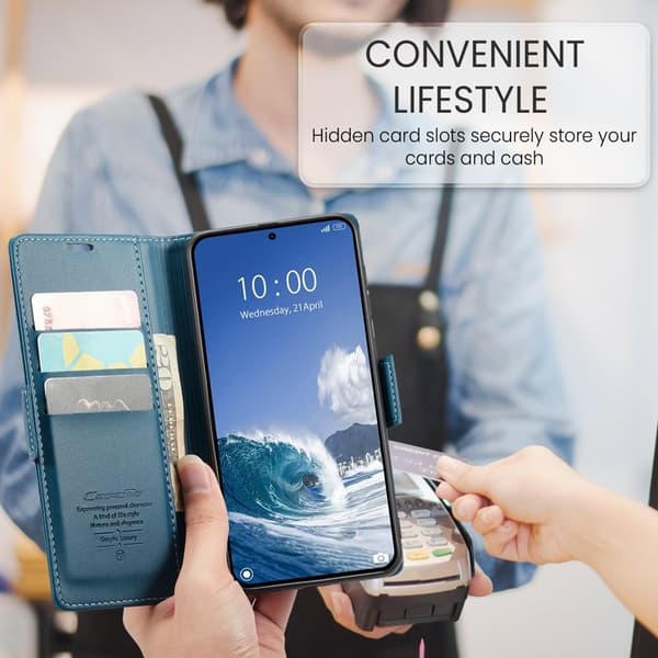 CASEME 023 Mobilskal till Xiaomi 15T Pro RFID-Skydd Glansig Blå