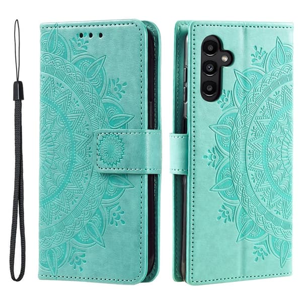 Galaxy S26/S26 Pro Plånboksfodral Imprinted Totem Konstläder - Mint Grön Grön